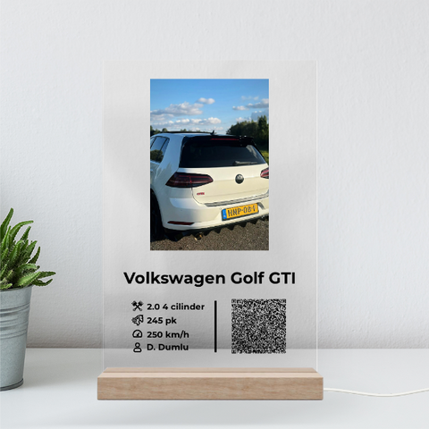 Klein (13x20cm) / Houten-standaard led-verlichting 13cm.