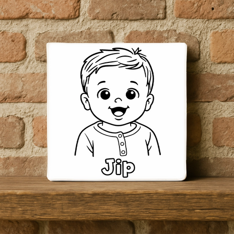 Kleurplaat tegeltje met eigen foto – zelf inkleuren